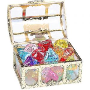 Plongée gemme piscine jouet 10 gros diamants colorés avec trésor pirate boîte natation - Neuf
