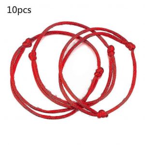 10pcs Simple Cordon Rouge Bracelet Bonne Chance Chaîne Kabbale Protection Noeud Amulette - Neuf