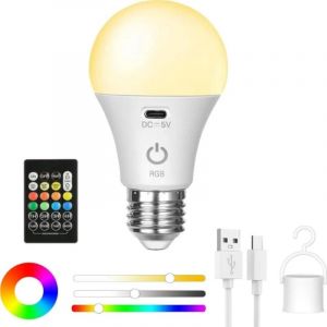 Lugh-Ampoule Led Usb Couleur 3/Rgb,Ampoule Intelligente Rechargeable,Ampoule E27 À Intensité Variable Avec Synchronisation,Ampoule Sans Fil À Piles - Neuf