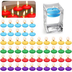 Lot de 50 bougies flottantes, violettes, flottantes, non parfumées, pour piscine de mariage, baignoire de Saint-Valentin, décoration de Noël (violet) - Neuf