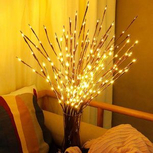 2 Pack LED Branch Light Battery Operated Lighted Branch Vase Filler Willow Tree Artificial Little Twig Power Brown 30 inch 20 LED for Home Romantic Decoration,Warm White - Neuf