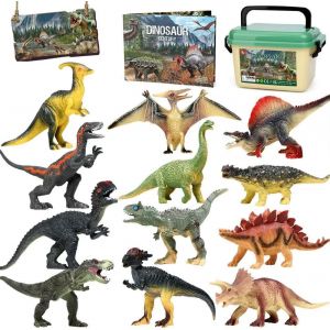 Sansh-Dinosaure Jouet,12 Pcs Grandes Réaliste Figurine Dinosaure Avec T-Rex,Seau De Stockage,Livre Dinausaures,Dinosaure Cadeaux Pour Enfants Garçons Et Filles 3 4 5 6 7 Ans - Neuf