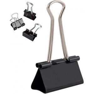 Pack de 12 Document Clips - 41 mm - Boîte de Multi-Fonction Papier Clips - Clips de liaison Métal - Papier Dessin Clip pour les Notes, Papier à Lettre avec en - Clip Fournitures de Bureau - Noir - Neuf