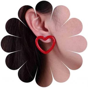 Kal-Boucles D'oreilles Coeur D'amour Creux Boucles D'oreilles Coeur En Acrylique Rouge Boucles D'oreilles Coeur D'amour Boucles D'oreilles Coeur Minimaliste Petites Boucles D'oreilles Bijoux - Neuf