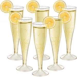 Mevronisshop-30 Pi&egrave;ces Flute Champagne Plastique, 130ml Paillettes Dor&eacute; Verre Champagne Reutilisable, &Eacute;l&eacute;gantes Fl&ucirc;te Coupe Pour Mariages, Anniversaires, F&ecirc;tes, Jardin - Neuf