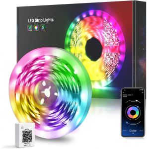 Ruban Led 20m, Led Chambre Bluetooth Bande Led Rgb Lumineuse Flexible Multicolore Avec App Contr&ocirc;le Y T&eacute;l&eacute;commande, Utilis&eacute; Pour La D&eacute;coration De Maison De Chambre &Agrave; Coucher - Neuf