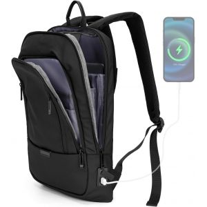 Sac à dos fin pour homme avec coque résistante aux rayures et port de charge USB,sac à dos de voyage étanche de 15,6"" pour ordinateur portable,convient pour les affaires,les loisirs ou - Neuf