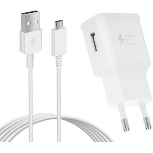 LORANKA-Chargeur pour Samsung Charge Rapide, USB Secteur et 1,5M Cable Micro USB Compatible avec Galaxy S7 S6 Edge S5 S4 S3 J7 J5 J3 Note 5/4, Tab S Tab S2, Tablette, Redmi Note 5 6 Pro, Kindle, LG, - Neuf
