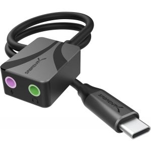 KALANKA-Adaptateur USB C Jack 3.5 mm, Carte Son Externe Haute R&eacute;solution 24 Bits/96 KHz, Prise Jack USB C Double pour Micro et St&eacute;r&eacute;o, Corps en Aluminium, Compatible Windows, macOS, Android (AU-UCMA) - Neuf