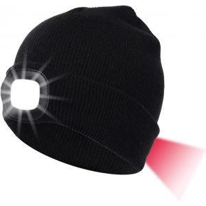 Casquette Led En Tricot Avec Lumière Rechargeable Par Usb, Éclairage Et Modes D'avertissement Clignotant 8 Led, Installation Facile Avant Et Arrière, Bonnet En Tricot Chaud D'hiver - Neuf