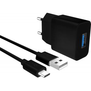 1x Chargeur Micro Usb 2a|5v-Prise Secteur & Câble 1m Compatible Avec Android Samsung Galaxy A10|J6 Plus,Huawei,Xiaomi-Noir - Neuf
