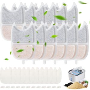 Kalanka-Filtre De Fontaine Pour Chat Pour Fontaine &Agrave; Boire 4l Filtre De Remplacement Avec R&eacute;sine Charbon Actif &Eacute;ponges Pour Fontaine &Agrave; Chat 12 Pi&egrave;ces - Neuf
