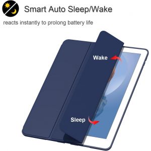 Étui Pour Ipad Air 3/Pro 10,5 Pouces, Arrière En Tpu Souple Ultra Fin Et Léger, Étui Intelligent Pour Veille/Réveil Automatique Avec Porte-Stylo Pour Ipad Air 3ème Génération/Pro 10,5"", Bleu - Neuf