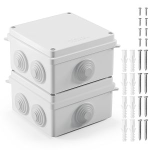 2 Pi&egrave;ces Bo&icirc;te de Jonction &Eacute;tanche IP65, Bo&icirc;te de D&eacute;rivation &Eacute;tanche Electrique Exterieur, Bo&icirc;te de Connexion, Connecteurs Bo&icirc;te pour C&acirc;ble - Blanc - Neuf
