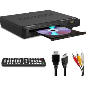 MEVRONISSHOP-Lecteur DVD pour TV | Lecteur DVD HDMI avec Upscaling 1080P | Lecture sans R&eacute;gion | CD Player avec MP3 et USB | C&acirc;ble HMDI, C&acirc;ble RCA et T&eacute;l&eacute;commande Inclus | MAJORITY:DVD - Neuf