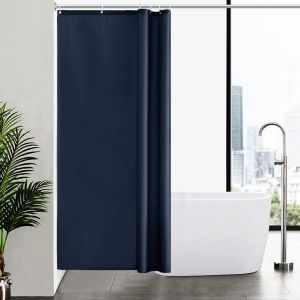 Rideau de Douche Bleu Marine Tissu Lavable en Polyester Anti Moisissure Imperm&eacute;able Rideau de Douche avec 6 Crochets 100x200cm pour Petite Salle de Bain - Neuf