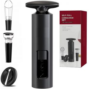 Letnerny-Set D'ouverture De Bouteilles De Vin 4-En-1, Tire-Bouchon Professionnel Avec Coupe-Feuille, Bouchon À Vide Et Verseur, Noir - Neuf