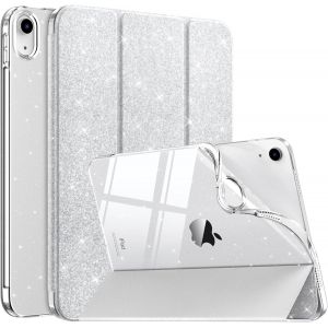 Coque Pour Ipad (A16) 11E G&eacute;n&eacute;ration 11 Pouces 2025/Ipad 10E G&eacute;n 10,9"" 2022, &Eacute;tui Scintillant, Housse Avec Coque Arri&egrave;re En Tpu Transparente Brillante, Auto R&eacute;veil/Sommeil,Paillettes Blanc Argent - Neuf