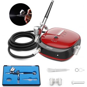 Kit Aérographe, Compresseur Aerographe Portable Rechargeable Haute Précision Mini Compresseur d'Air Pression Réglable pour Modelisme, Cosmétiques, Stylisme, Peinture, Noir - Neuf
