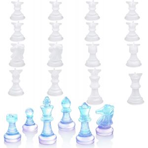 Moules D'&eacute;checs En R&eacute;sine &Eacute;poxy 3d Moule En Silicone, 16pcs &Eacute;poxy R&eacute;sine Moulage Moule, Pour Jeux De Soci&eacute;t&eacute; En Plein Air, F&ecirc;t - Neuf