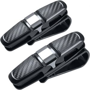 Lot De 2 Porte-Lunettes Pare-Soleil, Avec Clip Pour Lunettes De Soleil Ou Cartes, Noir - Neuf