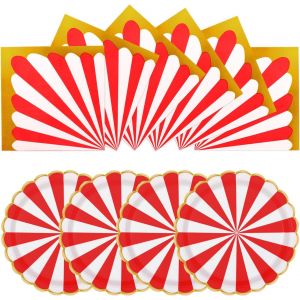 Kalanka-Lot De 24 Assiettes En Carton De 24 Cm - Pour Dîner Et Dessert - Pour Remise De Diplôme, Vacances, Mariage, Anniversaire, Fête, Fête Prénatale, Décoration Rouge - Neuf
