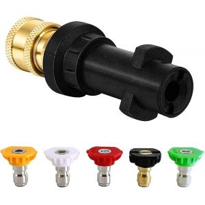 Adaptateur de nettoyeur haute pression,adaptateur de pistolet de nettoyeur haute pression avec raccord rapide 1/4 '' et 5 embouts - Neuf