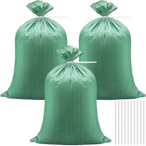 Nouvelhorizonstore-20 Pi&egrave;ces Sacs De Sable De Jardin, 50 X 80cm Sacs De Gravier Tiss&eacute;s Robustes Sac &Agrave; D&eacute;chets De Jardin Avec Attaches De C&acirc;ble, Qualit&eacute; Professionnelle Sacs &Agrave; Gravats Transport D&eacute;bris - Neuf