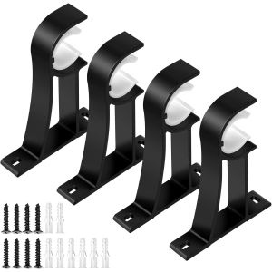 Lot de 4 supports de tringle &agrave; rideaux robustes d&eacute;coratifs pour tringle &agrave; rideaux de 2,5 &agrave; 3,0 cm, noir - Neuf