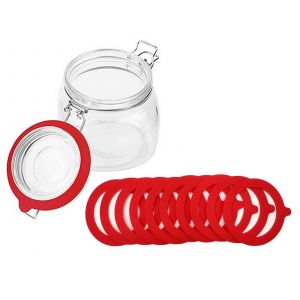 Lot De 10 Joints En Silicone Pour Couvercles De Bocaux Mason, &Eacute;tanches, Rouges - Neuf