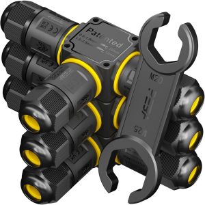 Lot de 3 connecteurs de c&acirc;ble &eacute;tanches &agrave; 3 broches IP68-Diam&egrave;tre du c&acirc;ble : 4 &agrave; 12 mm-Bo&icirc;te de distribution ext&eacute;rieure-3 conducteurs-Borne de connexion avec levier pour l'ext&eacute;rieur - Neuf