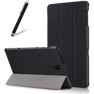 KAL-Coque Pour Samsung Galaxy Tab A 10.5 (2018) T590/T595,Étui À Rabat En Cuir Mince Léger Smart Avec Réveil/Veille Automatique,Flip Folio Magnétique Support Housse,Noir - Neuf