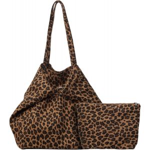 nzqaf-Sac fourre-tout léopard pour femme - Grand sac à bandoulière - Sac à main en toile - Motif léopard - Sac à bandoulière décontracté - Pour la vie quotidienne, le bureau, le shopping - Neuf