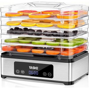 lbgwp60-Dshydrateur Alimentaire, Séchoir À Aliments En Inox À 5 Plateaux, 400W, Minuterie Et Température Réglables Pour Viande Séchée, Herbes, Fruits Et Friand s Pour Chiens - Neuf