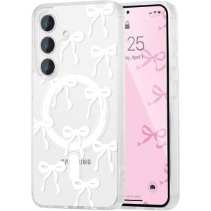 TRAHOO-Coque Magn&eacute;tique pour Samsung Galaxy S22 Plus 5G Transparent &Eacute;tui Housse de T&eacute;l&eacute;phone en Motif de Papillon Case avec Recharge sans Fil, Antichoc Bumper Cover pour Filles Femme, Blanc - Neuf