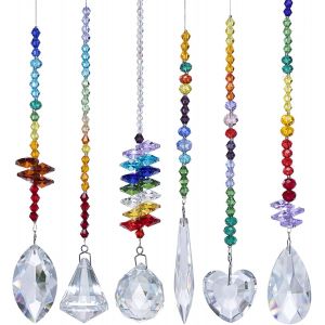 NouvelHorizonstore-Attrape Soleil Cristal, Lustre de, Pendentif en Verre Prisme D&iquest;&iquest;coration Suspendue Pendentif en Cristal Chakra, Adapt&iquest;&iquest; &iquest;&iquest; la Maison, &iquest;&iquest; la D&iquest;&iquest;coration de Jardin, 6 pi&iquest;&iquest;ces - Neuf