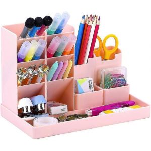 Organisateur de bureau pour enfants,rangement de bureau,porte-crayon de bureau,porte-crayon pour l'école,le bureau et la salle de classe (rose) - Neuf