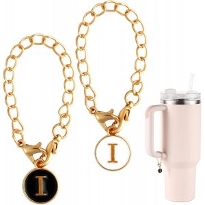 Sjzg-2pcs Pendentif Lettre I Pour Stanley Tasse, Poign&eacute;e De Lettre Initiale Nom Personnalis&eacute; Cha&icirc;ne Pendentif Alphabet Pour Stanley Gobelet - Neuf