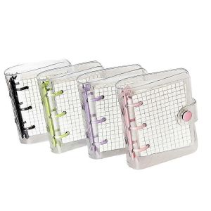 Paquet De 4 Mini Couvertures De Reliure Transparentes &Agrave; 3 Anneaux Avec Page Int&eacute;rieure De Grille Et 12 Pochettes De Reliure (3 Pi&egrave;ces / S - Neuf