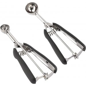 Lot De 2 Cuill&egrave;res &Agrave; Biscuits Inox 25 Mm Et 30 Mm - Neuf