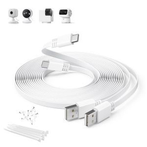 THEF-Câble Rallonge USB C 3M 2Pack,Chargeur USB A vers USB C Long Plat Cordon Type A 2.0 vers Type C pour Petcube Cam 360,Xiaomi Smart Camera C400,TP-Link Tapo 2k C120,Eufy SoloCam C210/S340/S220 - Neuf