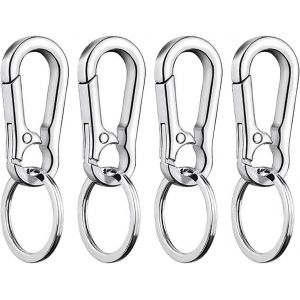Kal-4 Pi&egrave;ces Porte-Cl&eacute;s Homme Porte-Cl&eacute;s Simple Pendentif Voiture Filles Anneau Porte-Cl&eacute;s &Agrave; Ressort En Acier Inoxydable De Haute Qualit&eacute; Anneau De Pendaison Type Taille - Neuf