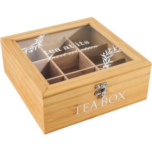Cmws-Bo&icirc;te De Rangement En Bois Pour Sachets De Th&eacute; Avec 9 Compartiments - Pour Sachets De Th&eacute;, Sucre, Dosettes De Caf&eacute; (Bois) - Neuf
