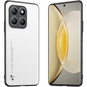 Kal-Étui Adapté À Honor X8c (6.7""), Housse Coque En Cuir Métallique De La Série Code - Blanc - Neuf