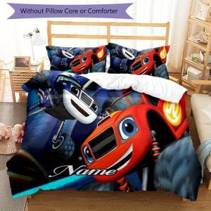 Parure De Lit 3 Pieces, Housse De Couette Imprimee Monster Machine, Fermeture De Housse De Couette Imprimee, Comprend 1 Housse De Couette Imprimee Et 2 Taies D'oreiller, Convient P - Neuf