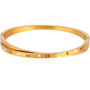 Kalsw-Acier Iinoxydable Chiffre Romain Bracelet Personnalisé Avec Zirconium Amitié Bracelet Pour Femmes - Neuf