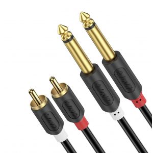 Jack 6.35mm vers RCA C&acirc;ble 0,9 m, C&acirc;ble Audio St&eacute;r&eacute;o Audiowave Plaqu&eacute; Or, Double Cinch M&acirc;le vers 2 x Jack 6.35 Connecteur Adaptateur pour Haut-Parleurs, Syst&egrave;mes Audio, Amplis - Neuf