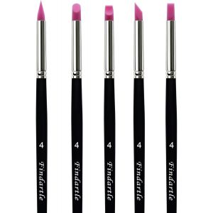 Kalanka-Pinceaux Peinture Silicone, 5 Pinceaux Silicone Sculpture Pour Peintures Acryliques, &Agrave; L'huile, Pinceaux En Caoutchouc Pour Modelage, Sculpture, C&eacute;ramique, Nail Art, Argile (Taille 4) - Neuf