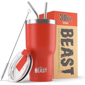 Beast Tasse Thermique De Voyage &iquest; 300 Ml I Arc-En-Ciel I Double Paroi Inox Caf&eacute; Isol&eacute; I Avec 2 Pailles S Et Brosse &Agrave; Dents De Nettoyage I Id&eacute;al Pour Caf&eacute; Froid Ou - Neuf