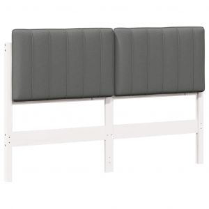 vidaXL T&ecirc;te de lit capitonn&eacute;e Blanc et gris clair 140 cm Pin massif - Neuf